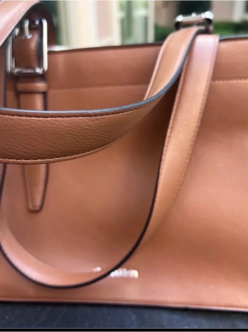 Calvin Klein Brown Leather Satchel with Top Handles